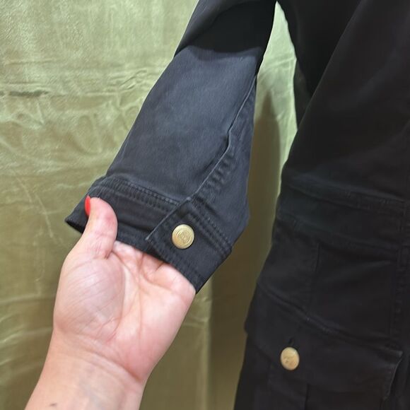 Pierre Balmain black denim buttoned mini dress, US4 - Picture 4 of 11